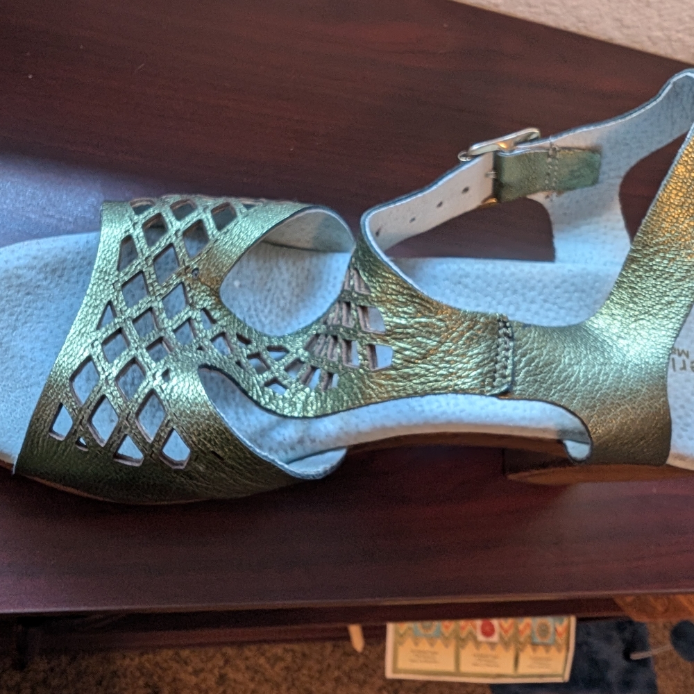 Eric Michael Metallic Green Platform Sandals - image 3